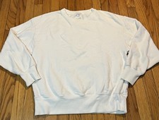 Aerie Offline Crewneck Sweatshirt Terry White Spell Out Back Logo Women s Medium