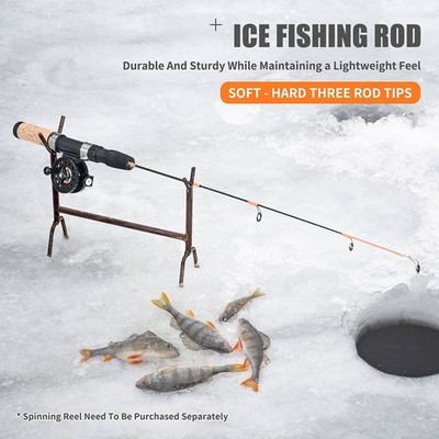 32-60cm ice fishing rod Cork handle SOFT-HARD THREE ROD TIPS spin Travel pole