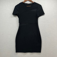 Express Mini Dress Women 4 Black Mesh Cutout Textured Bodycon Edgy LBD Night Out