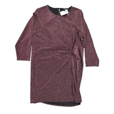 NEW Torrid Size 3 Red Shift Midi Dress Rose Golf Glitter Knit Long Sleeve