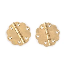 HIGHPOINT Round Decorative Box Hinge Polished Brass Plated pair with Screws