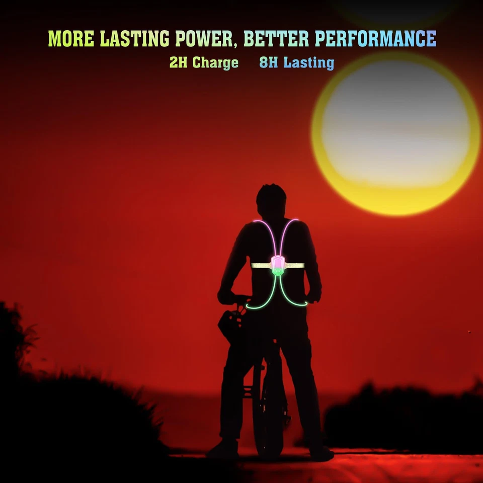 LED Reflective Running Vest: High Visibility Running Vest with Front Light fo... - Image 4 of 4