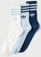 Image of Adidas 3 Pairs Socks Crew Multi Colours size-6-8 -8-10-10-12- NEW COLOURS ADDED