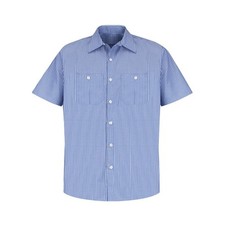 NEW Short Sleeve GM Blue White Stripe Mens Mechanic WORK SHIRT SP20BW Red Kap IR