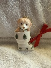 Spode Puppy In STOCKING Christmas Tree Ornament NEW in Box