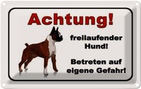 Blechschild 12X18 Cm Achtung Freilaufender Hund Warnschild Hinweisschild Sicherh