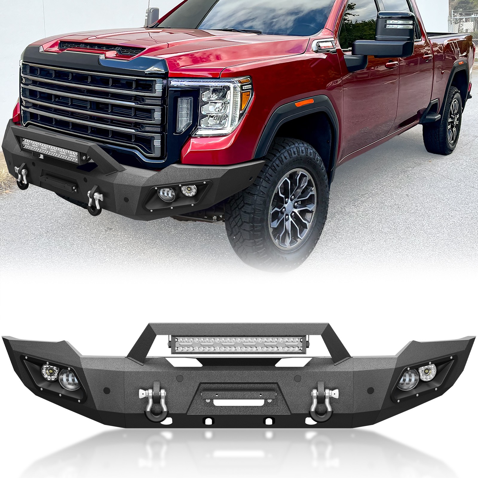 Front Bumper W/ Winch Plate & Sensor Holes For 2020-2023 GMC Sierra 2500 3500 HD