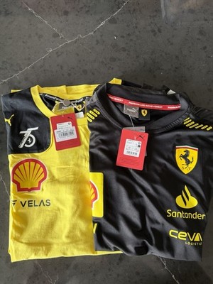 T-Shirt Ferrari 75 Giallo Modena Monza 2022 e Nero Monza 2024 Tg. XXL