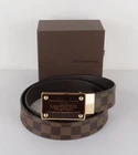 Louis Vuitton Size 100/40 Brown Damier Ebene Canvas "LV Inventeur" Buckle Belt