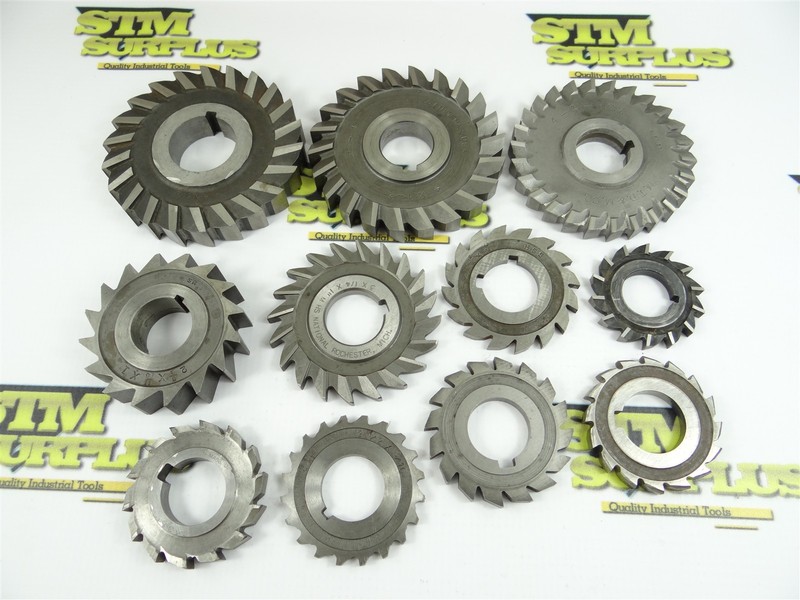 LOT OF 11 ASSORTED HSS MILLING CUTTERS 3/16" TO 11/16" CUT WIDTHS UNION B&S