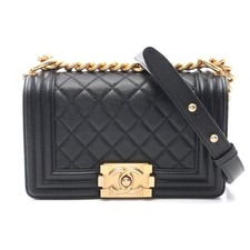 Chanel Boy Small Leather Shoulder Bag Women Black One Size