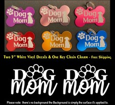 Dog Mom Engraved Dog Key Chain Charm Purse Backpack Zipper Pull Gift Tag Pendant