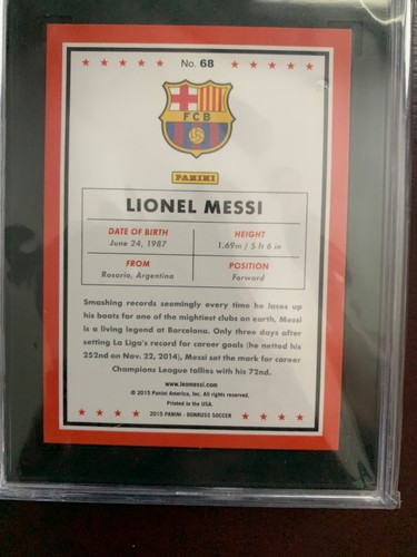 •PERFECT 10 LIONEL MESSI FC Barcelona 2015 Panini Donruss Soccer #68 PSA 10 - Bild 2 von 2