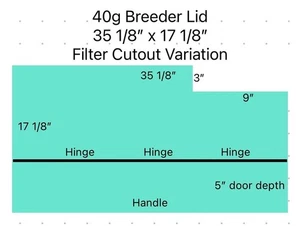 Aquarium Lid 40 gallon Breeder - 35 1/8”x 17 1/8”