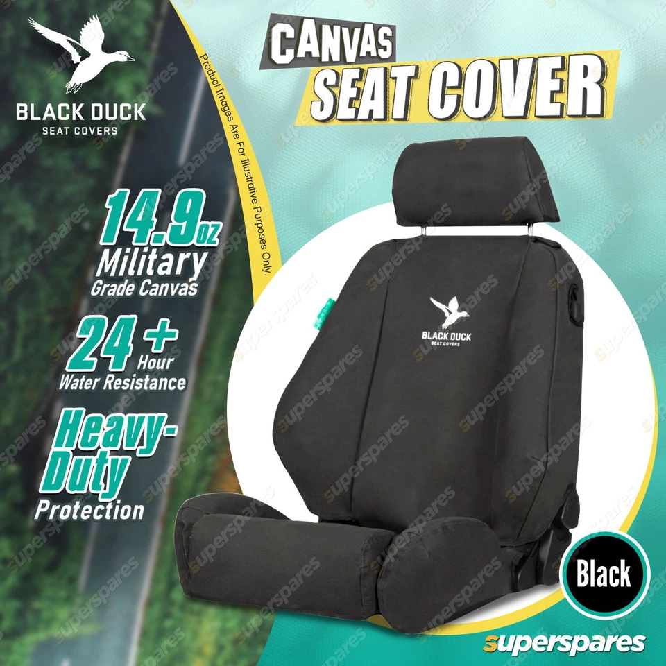 Black Duck Front Canvas Black Seat Cover for Ford Ranger PX MKIII 10/2020-On