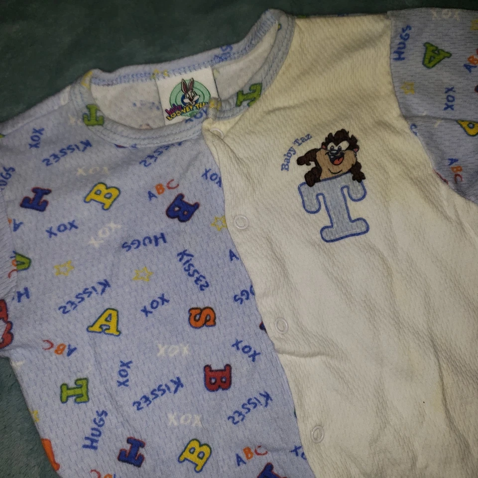 Conjunto de una pieza vintage de bebé Taz Looney Tunes para niños talla 0-3 meses Foto 2 de 4