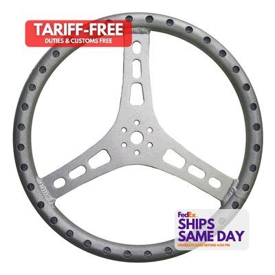 Triple X Race ST-0002, One Natural Aluminum Steering Wheel 15In Dia 1-1/4In Tube