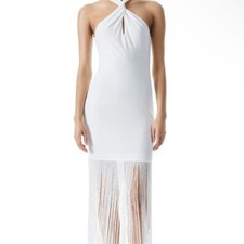 Alice + Olivia Steph Twist Neck Fringe Dress NWT Size 2