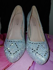 De blossom Rhinestone Silver High Heel Shoes Bridal New Years Stilettos SZ10