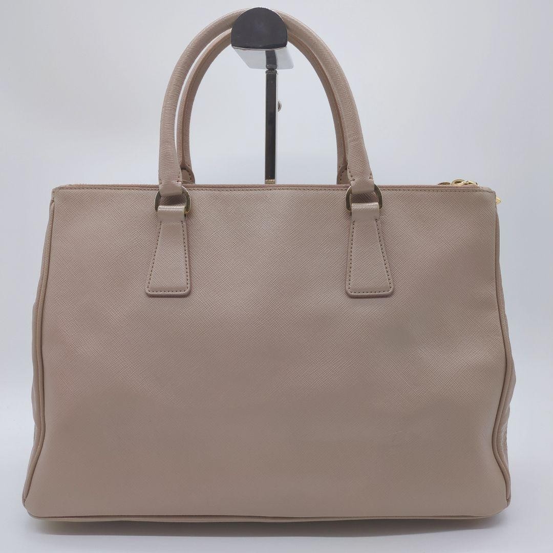 PRADA Galleria Logo 2Way Hand Bag Tote Saffiano Leather Pink Beige w/ Crochet thumbnail 4