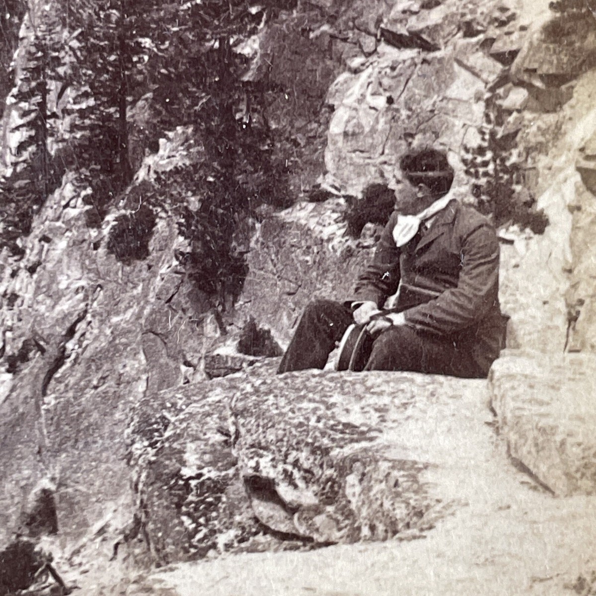 Daredevil at Canyon Edge Yosemite California Stereoview