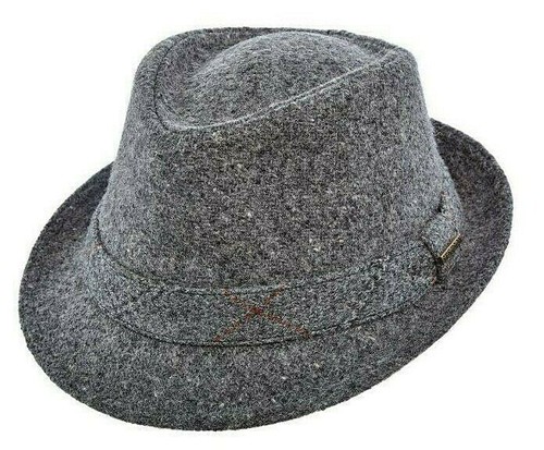 ITALIAN WOOL MENS GREY FEDORA HAT 