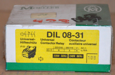 Klöckner Moeller DIL08-31 Universal Hilfsschütz 220V 50Hz / 240V 60Hz NEU OVP