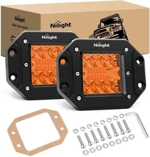 Nilight Flush Mount LED Light Pods 2 PCS 42 W Amber Upgraded Spot Flood Combo