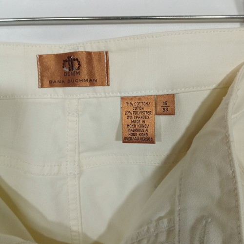 Dana Buchman Womens Cropped Jeans Size 16 Cotton Ivory Denim Bottoms Stained - Picture 6 of 7