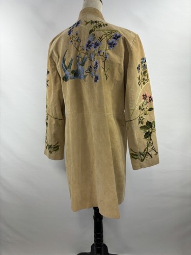 Bagatelle Suede Jacket Tan 14 Embroidered Boho Lined - Picture 3 of 18