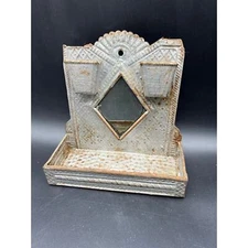 Antique Vanity Shaving Mirror Comb and Hairpin Holders