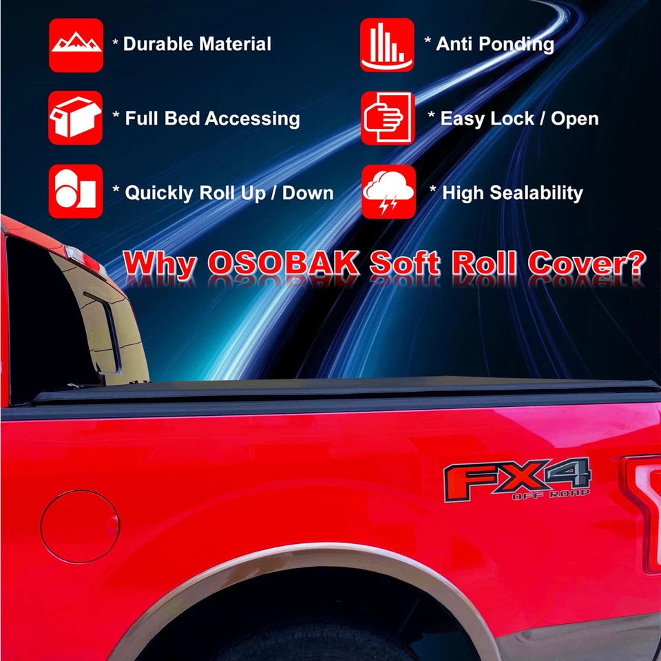 6'1"Soft Roll Up Tonneau Cover for 1986-1997 Nissan Pickup & D21 Truck Bed Cover Foto 3 de 4