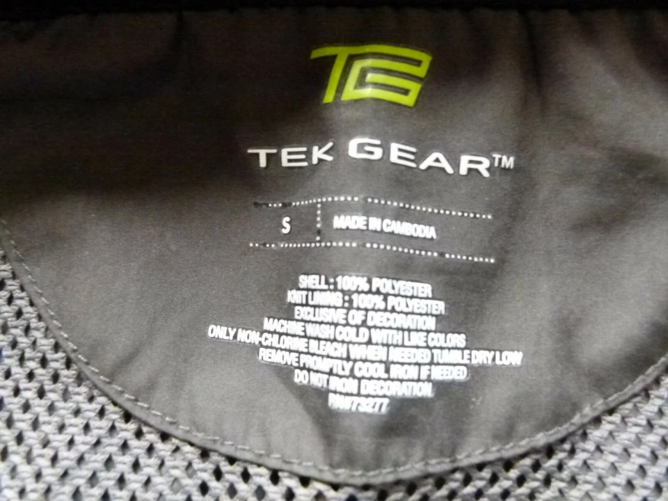 Tek Gear Men’s Gray Colorblock Full Zip Windbreaker Jacket Hooded Size S - Image 3 of 4