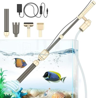 Electric Aquarium Gravel Cleaner Kit for Water Changing & Wash Sand w/ Adj Water