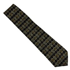 VTG Lands End 100% Silk Necktie Tie Multicolor Geometric USA Men's Size LONG