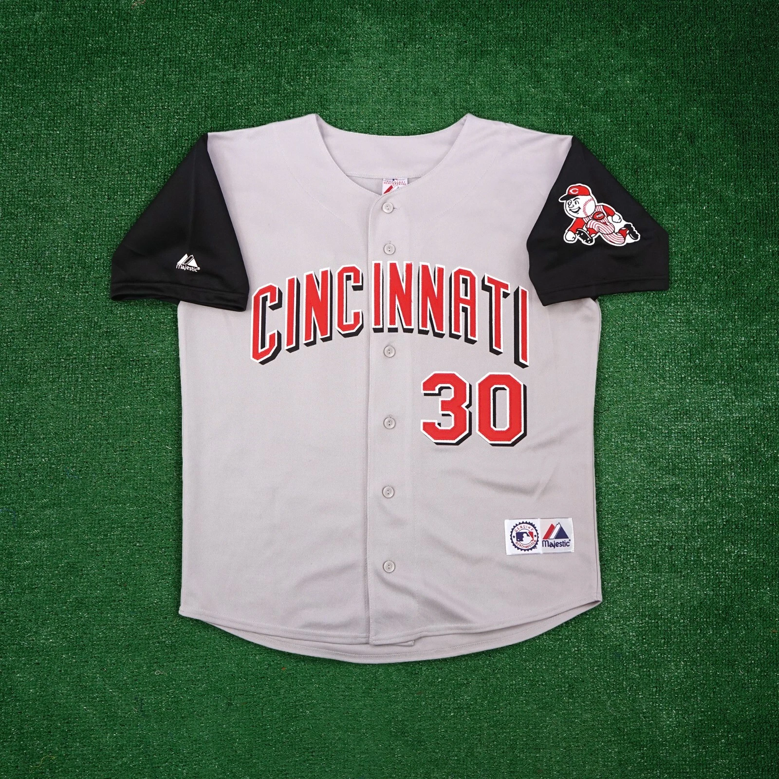Ken Griffey Jr. Cincinnati Reds 2001 Grey Road Men's Baseball Jersey with Team Patch