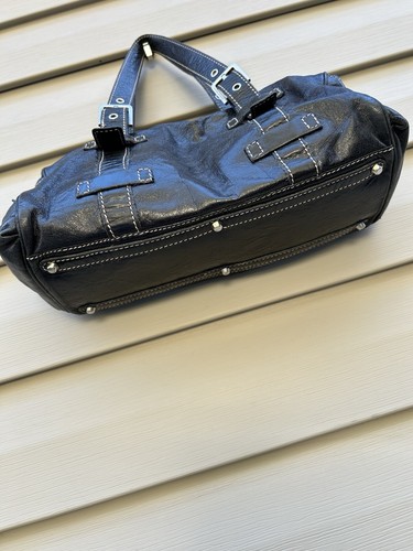 De colección Y2K Francesco Biasia Negro Cuero Suave Hobo Bolso de Mano Cartera Cartera - Imagen 4 de 6
