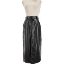 Rag  Bone NWT Sid Faux Leather Midi Skirt Size 26 US in Solid Black