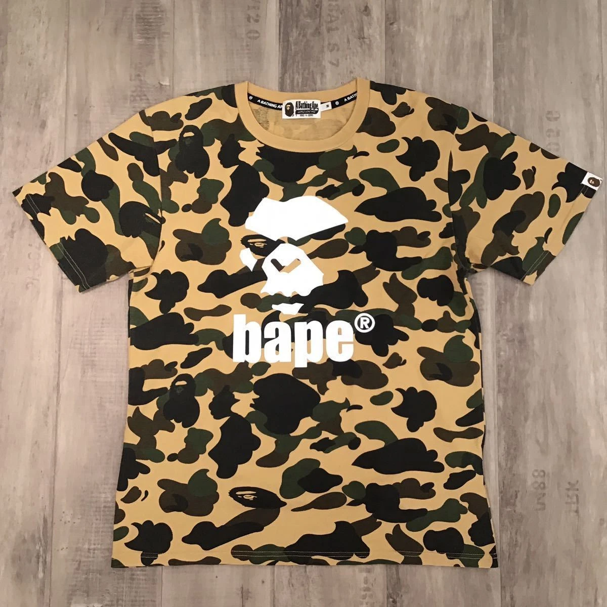 BAPE MAD FACE T-shirt 1st camo yellow A Bathing Ape Size M