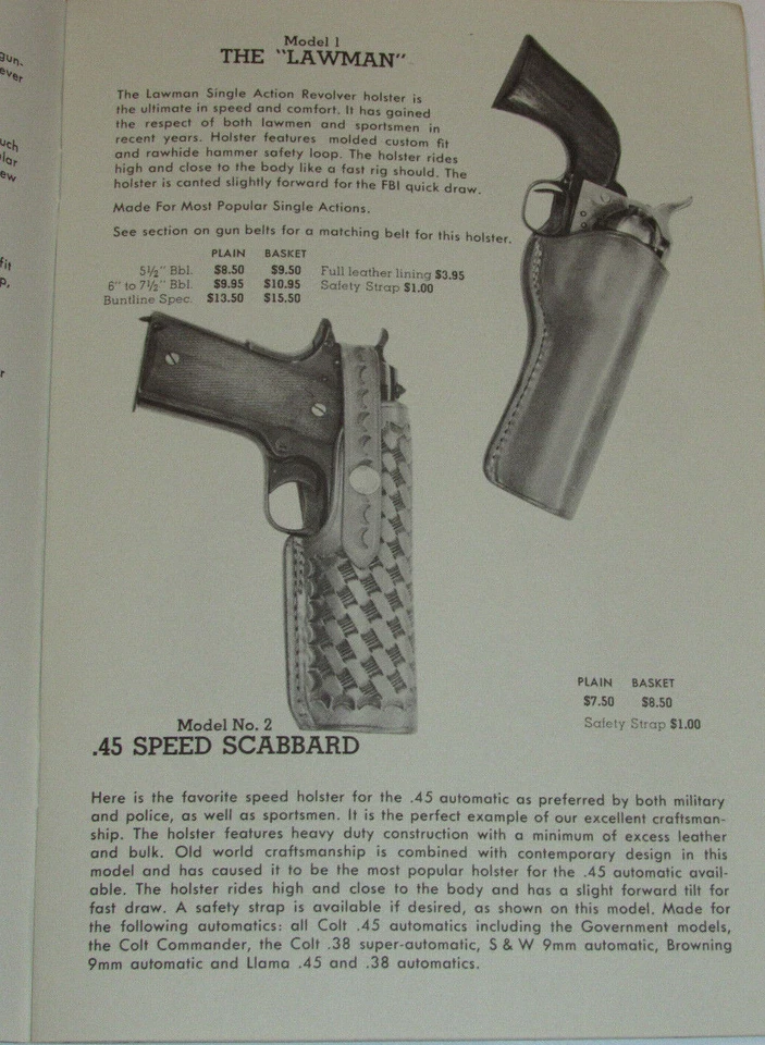 VTG 1960s BIANCHI HOLSTERS CATALOG! POLICE/BODY GUARD/GUNFIGHTER! PICS & PRICES! - Image 2 of 4
