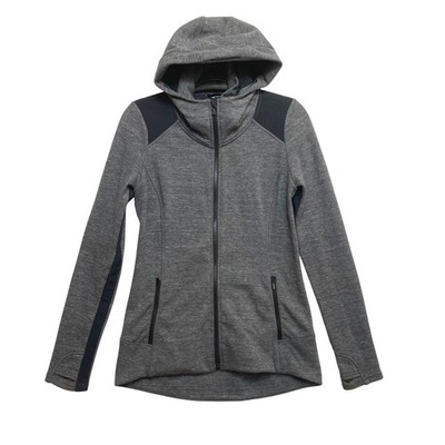 Athleta Activewear Jacket Womens Small Gray Heather Full Zip Hooded Thumbholes