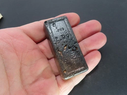 Vintage Hand-Poured Loaf Silver Bar, 7.00 oz 999 Fine, Actual 6.98 oz