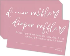 Diaper Raffle Tickets, 50 Pcs Minimalism Pink Tickets for for Girl or Boy Baby S