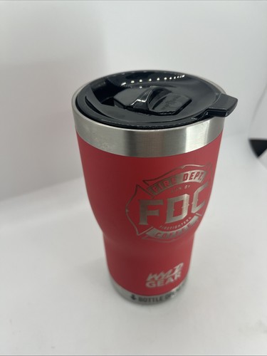 FDC Fire Department Coffee 20 oz Red Tumbler w/Bottle Opener in Bottom - Picture 2 of 7
