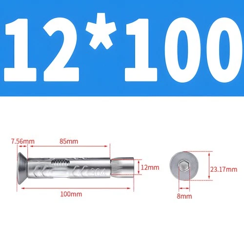 Heavy Duty Sleeve Anchor Expansion Bolt Allen Socket Countersunk Masonry M6-M12 - Picture 31 of 34
