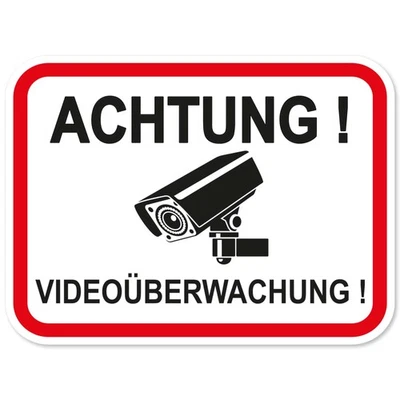 SCHILDERIO 1 Stück Aufkleber Achtung Videoüberwachung 120x90 mm, videoüberwacht Aufkleber
