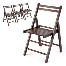 4 Pack Wood Folding Chairs with Comfortable Curved Backs, Portable and Durable
