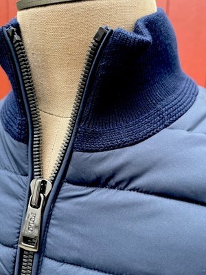 $498 Polo Ralph Lauren Men's XL Blue Quilted / Merino Wool Zip