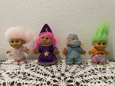 Lot of 4 Vintage Troll Dolls 4.5X5 Inch Russ/Dam - Good Condition
