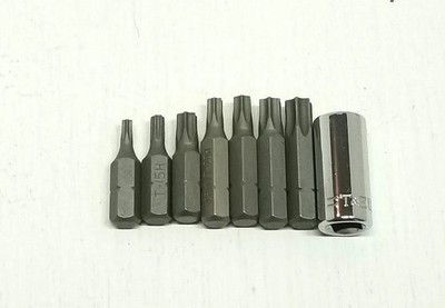 T&E Tools 91120 8 Piece Tamper Torx Insert Bit Set (1/4'' Hex) ''Made In The USA''